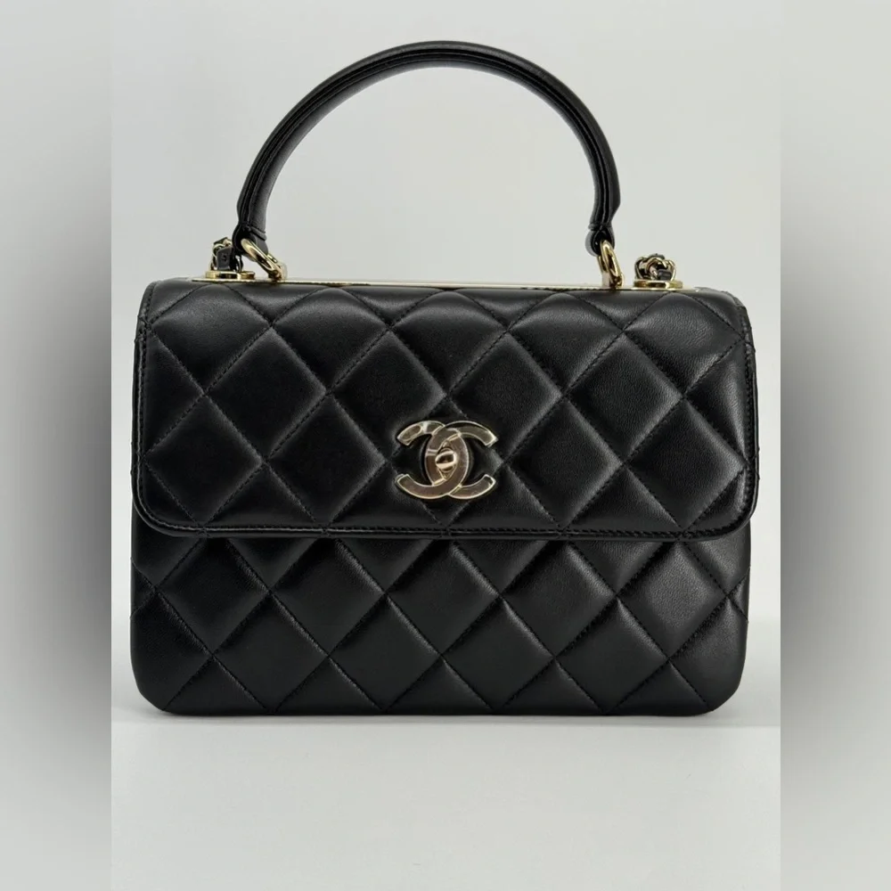 Chanel Trendy CC Small Black Lambskin Top Handle Shoulder Bag